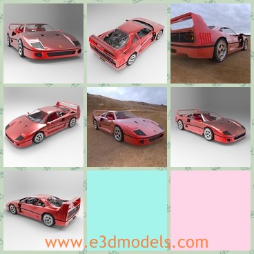 3d model the red sports car - This is a 3d model of the red sports car,which is made for celebrating 40 years of the model.Enzo had his design team create a supercar that translated racing car technology to the road.