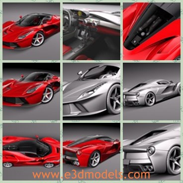 3d model the red sports car - This is a 3d model of the red sports car,which is rare and made in Italy.The interior arrange of the car is attractive.