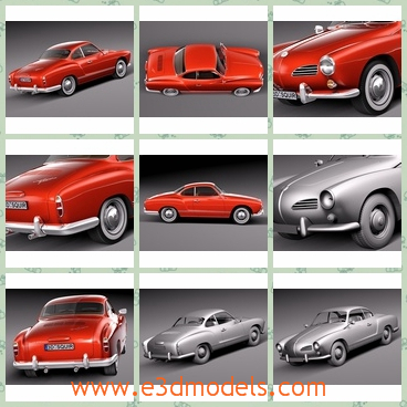 3d model the red sports car in 1955 - This is a 3d model of the red sports car in 1955,which was popular and cool at that time.The model was popular for almost 20 years.