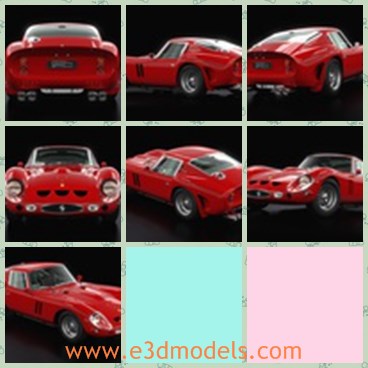 3d model the red sports car in 1962 - This is a 3d model of the red sports car in 1962,which is classic and fast.The car is made with special materials.