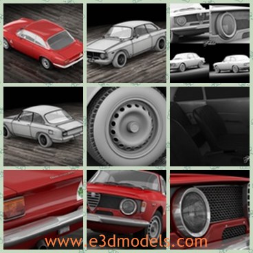 3d model the red sports car in 1963 - This is a 3d model of the red sports car in 1963,which is old and made in Italy.The model was popular at that time.