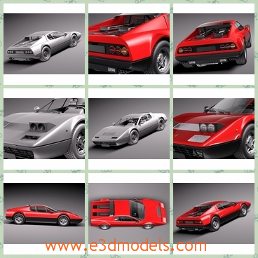 3d model the red sports car in 1973 - This is a 3d model of the red sports car in 1973,which was very popular at that time and the body is special and cool.