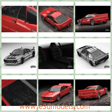 3d model the red sports car in 1982 - This is a 3d model of the red soprts car in 1982,which is the Italian brand.The model was popular and famou at that time.