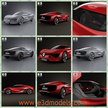 3d model the red sports car of Renault - This is a 3d model of the red sports car of Renault,which is made in 2012 and is the most populat type for a few years.