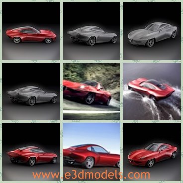 3d model the red touring car - This is a 3d model of the red touring car,which is firstly made in Italy and famous in the world.