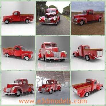 3d model the red truck - This is a 3d model of the red truck in the old style,which is produced by the Motor Company.These vehicles were originally used for everything from recovery vehicles to farm use, and they had a reputation for being strong and durable.