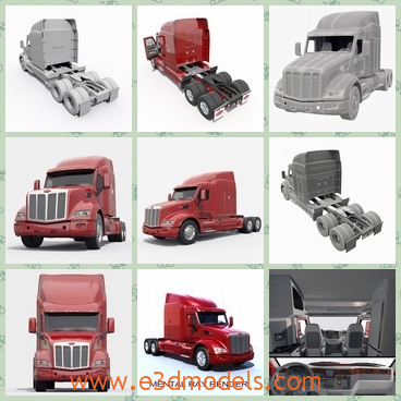 3d model the red truck with a heavy head - This is a 3d model of the red truck with a heavy head,which is heavy and large.The model is spacious and outstanding.