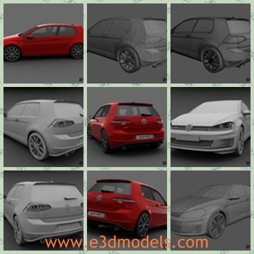 3d model the red volkswagen - This is a 3d model of the red Volkswagen,which is compact and popular in Germany.The sports car has three colors,the red,the grey and the white.
