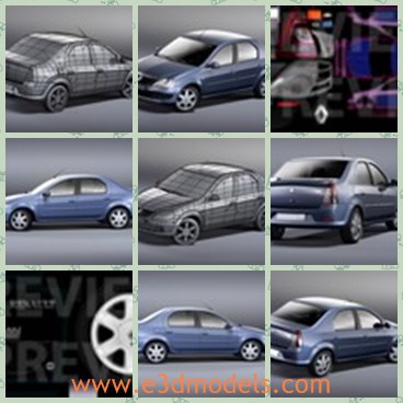 3d model the Renault car - This is a 3d model of the Renault car,which is compact and spacious.The car is created with four doors,which are modern and popular.
