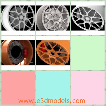 3d model the rim of the wheel - This is a 3d model of the rim of the wheel,which is linked to the brake.The model is made with standarded materials.