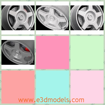3d model the rim on the wheel - This is a 3d model of the rim on the wheel of a car,which is made of steel and the performance of the rim is so special.