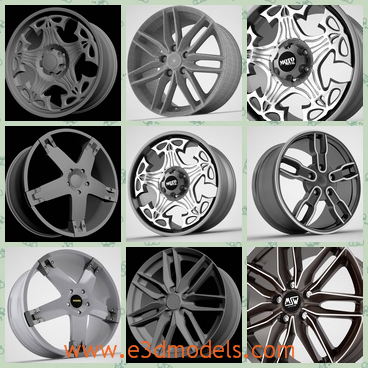3d model the rims collection - This is a 3d model of the rims collection,which is round and modern and solid.The model is the necessaty part of the car.