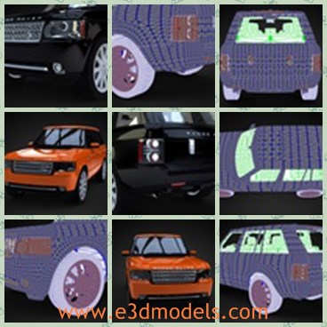 3d model the rover car - This is a 3d model of the Rover car,which  a high quality 3D model of 2012 Land Rover Range Rover Supercharged.
