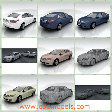 3d model the sedan car - This is a 3d model of the sedan car,which is the famous brand Renault in the world.The model is modern and popular in the world.