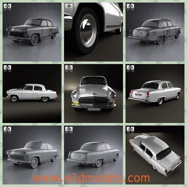 3d model the  sedan of gaz - This is a 3d model of the sedan car,which is the shape of 1962.The car is common mow,but it was so popular at that time.