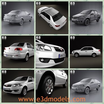 3d model the sedan with four doors - This is a 3d model of the sedan with four doors,which is the famous brand in Italy and Brazil.