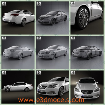 3d model the sedan with four doors - This is a 3d model of the sedan with four doors,which is provided combined, all main parts are presented as separate parts therefore materials of objects are easy to be modified or removed and standard parts are easy to be replaced