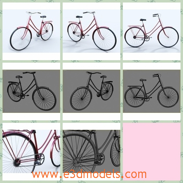 3d model the simple bicycle - This is a 3d model of the simple bicycle,which is the common and popular type in our life.The model is classical and it is made for women.