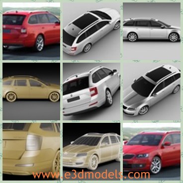 3d model the Skoda Octavia - This is a 3d model of the Skoda Octavia Combi,which is modern and popular.The car has four doors and the wheels are made by French company.