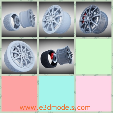 3d model the sport wheel - This is a 3d model of the sport wheel,which is linked to the tire outside.The model is round and stable,and it is the very common and necessary part of a car.