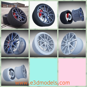 3d model the sport wheel - This is a 3d model of the sport wheel,which is flexible and stable.The model is a part of the car and All colors of this model can be easily modified.