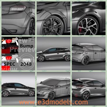 3d model the sports car - This is a 3d model of the sports car,which is a popular car in 2010.The car is modern and made with four doors.