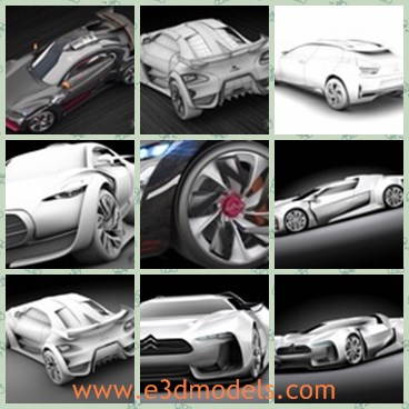 3d model the sports car - This is a 3d model of the sports car,which is rigged and made in France.The car is made in the modern and charming shape.