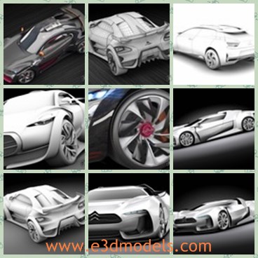 3d model the sports car - This is a 3d model of the sports car,which is rigged and made in France.The car is made in the modern and charming shape.