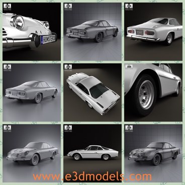 3d model the sports car - This is a 3d model of the sports car,which is made in France.The model is made with two doors and popular in 1970s.