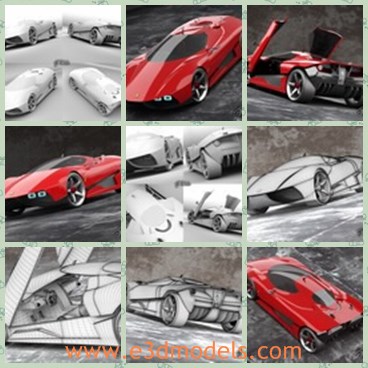 3d model the sports car - THis is a 3d model of the sports car,which is moden and luxury.The car is electric and fast,which is controlled by batteries.