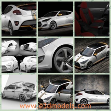 3d model the sports car - This is a 3d model of the sports car of Hyundai Veloster,which is made with two doors.The model is famous in Korea.