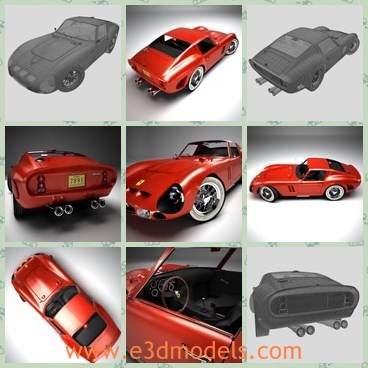 3d model the sports car in 1963 - This is a 3d model of the sports car in 1963,which is luxury and fast.The car is created with two seats.