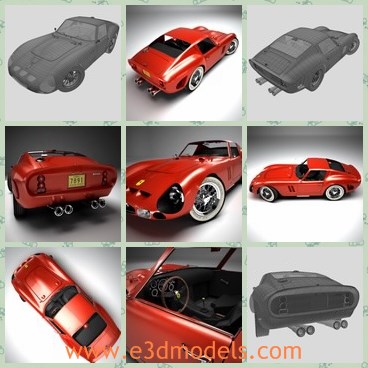 3d model the sports car in 1963 - This is a 3d model of the sports car in 1963,which is luxury and fast.The car is created with two seats.