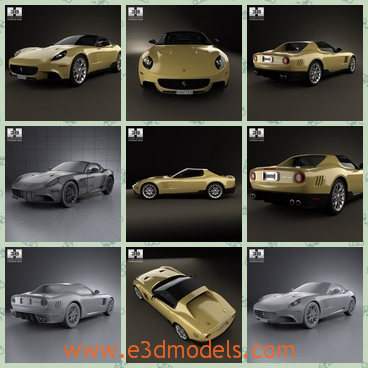 3d model the sports car in 2010 - This is a 3d model of the sports car in 2010,which is light yellow and the coupe was famous in Italy in 2010 and the it is convertible.