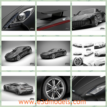 3d model the sports car in black - This is a 3d model of the sports car in black,which is luxury and rigged.The model is the British type.