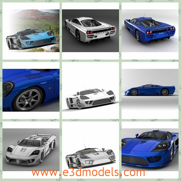 3d model the sports car in blue - This is a 3d model of the sports car in blue,which is modern and cool.The parts and interiors have been carefully modeled on real reference pictures.