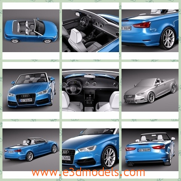 3d model the sports car in blue - This is a 3d model of the sports car in blue,which is created without roof.The model is speed and fine.