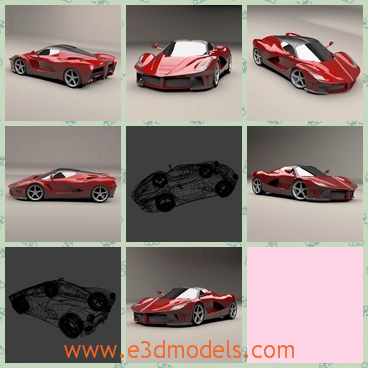 3d model the sports car in red - This is a 3d model of the sports car in red,which is cool and made in Italy.The design belongs to a famous creator in the world.
