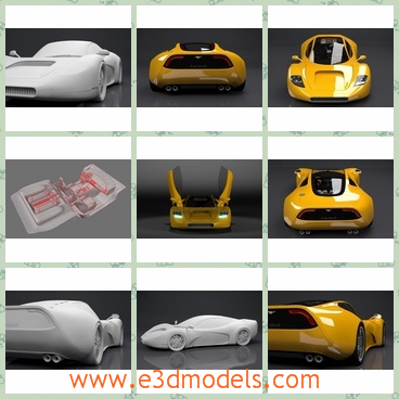 3d model the sports car in yellow - This is a 3d model about the sports car in yellow,which is actually a racing car.The model is made based on the real concept.
