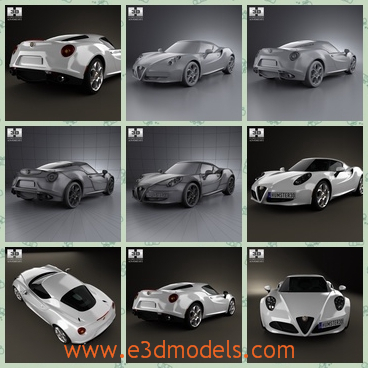 3d model the sports car of Alfa - This is a 3d model of the sports car of Alfa,which is famous in the world and the coupe was first made in Italy.