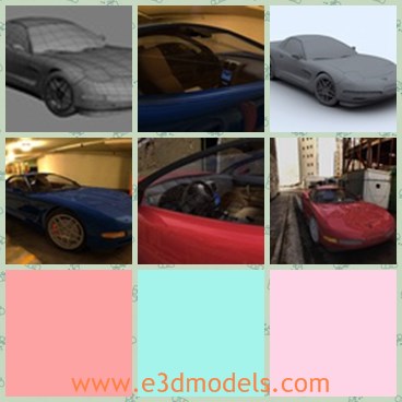 3d model the sports car of Chevrolet - This is a 3d model of the sports car of Chevrolet,which is a famous brand in the world.The model is luxury and modern.The model is blue and attractive.