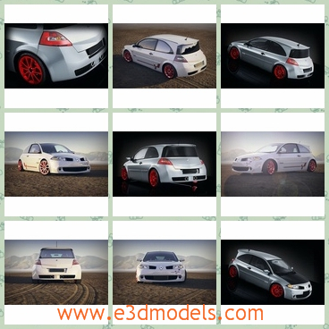 3d model the sports car of Renault - This is a 3d model of the sports car,which is made in 2006 and the car has the red wheels with it.