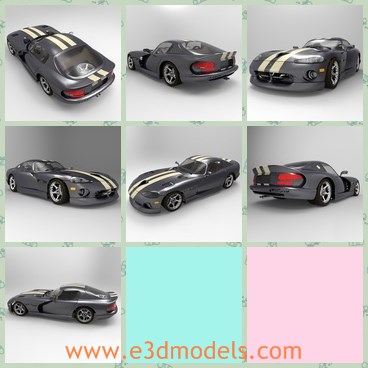 3d model the sports car of viper - This is a 3d model of the sports car of Viper,which is  conceived as a futuristic take on the classic American muscle car.