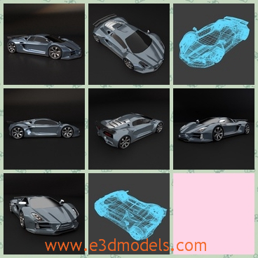 3d model the sports car with four wheels - This is a 3d model of the sports car,which is created by special materilas.The car is a supercar and the speed is fast.