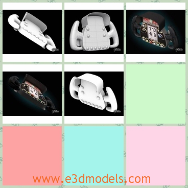 3d model the steering wheel in white - This is a 3d model of the steering wheel in white,which is a part of the racing car.The model is modern.