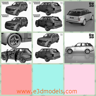 3d model the SUV - This is a 3d model of the SUV,which is the medium size of the type and this 3D model comes with different file formats obj, 3ds, fbx and etc. Therefore, you may possibly use it for other 3D applications.