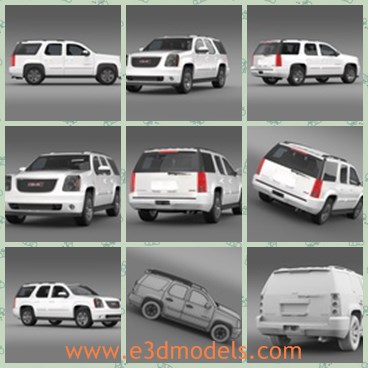 3d model the suv in us - THis is a 3d model of the SUV in USA,which is white and spacious.The model is made in full-size and the  model is created in Autodesc Maya 2012.