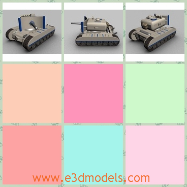 3d model the tank in gray - This is a 3d model of the tank in gray,which is a kind of the vehical in military.The model is converted in the most popular formats.