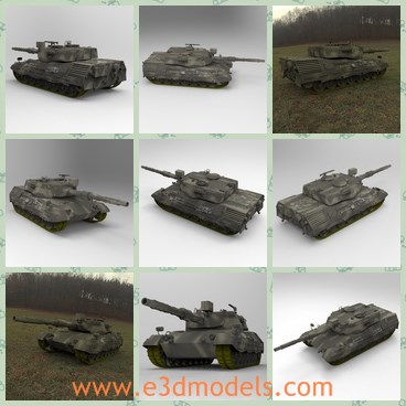 3d model the tank of leopard - This is a 3d model of the tank of Leopard,which is a German designed and produced main battle tank that first entered service in 1965 and was used as the main battle tank for Germany, several other European countries.