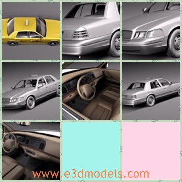 3d model the Taxi in yellow - This is a 3d model of the Taxi in yellow,which is made in America.The car is famous and popular in New York.
